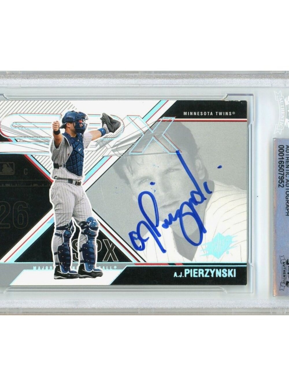 A.J. Pierzynski Signed 2003 Upper Deck SPx #68 Twins Baseball Card BAS Slab